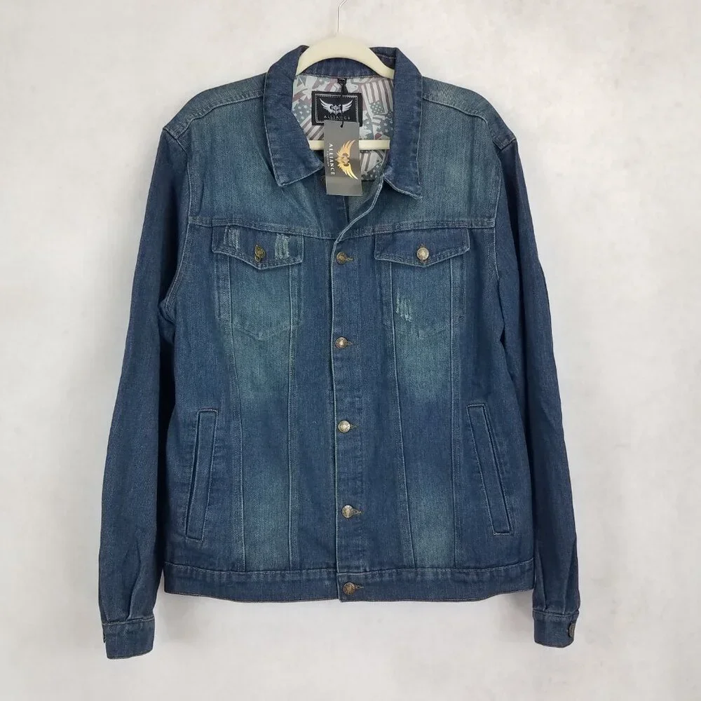 NEW Alliance Men's XL Cotton Denim Jacket in Cowboy Blue NWT - Picture 2 of 10